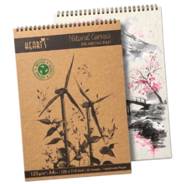 Hearts Natural Canvas Drawing Pad A4 – 120 GSM Handmade Paper