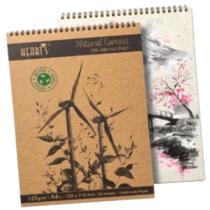 Hearts Natural Canvas Drawing Pad A4 โ 120 GSM Handmade Paper